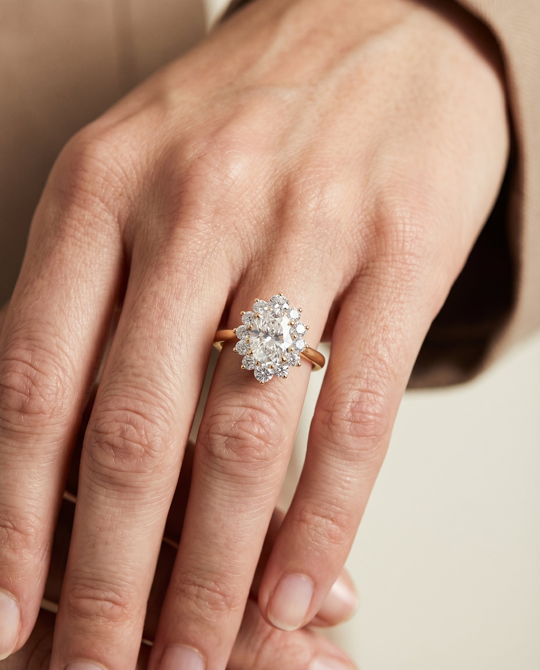 The Eloise setting for oval diamonds, made to order in 18K Yellow Gold | RockHer