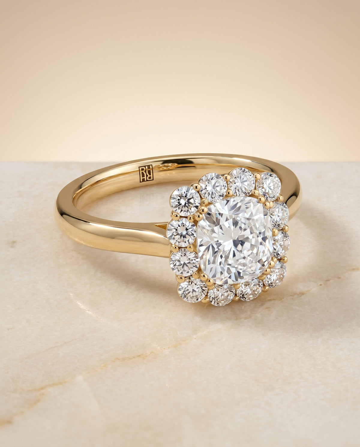 The Guthrie cushion engagement ring setting in 18K Yellow Gold | RockHer