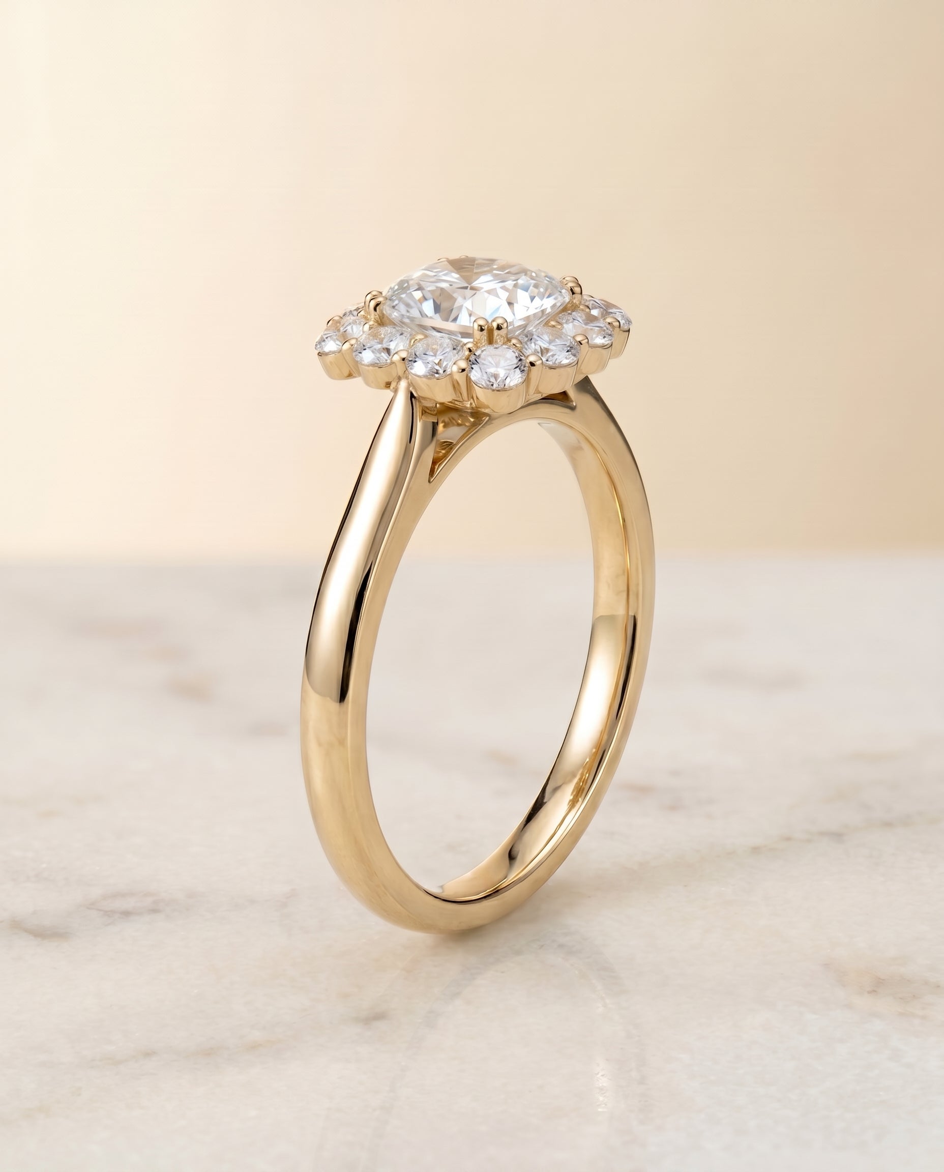 Floral Prong Halo Cut styling on The Guthrie cushion engagement ring setting | RockHer