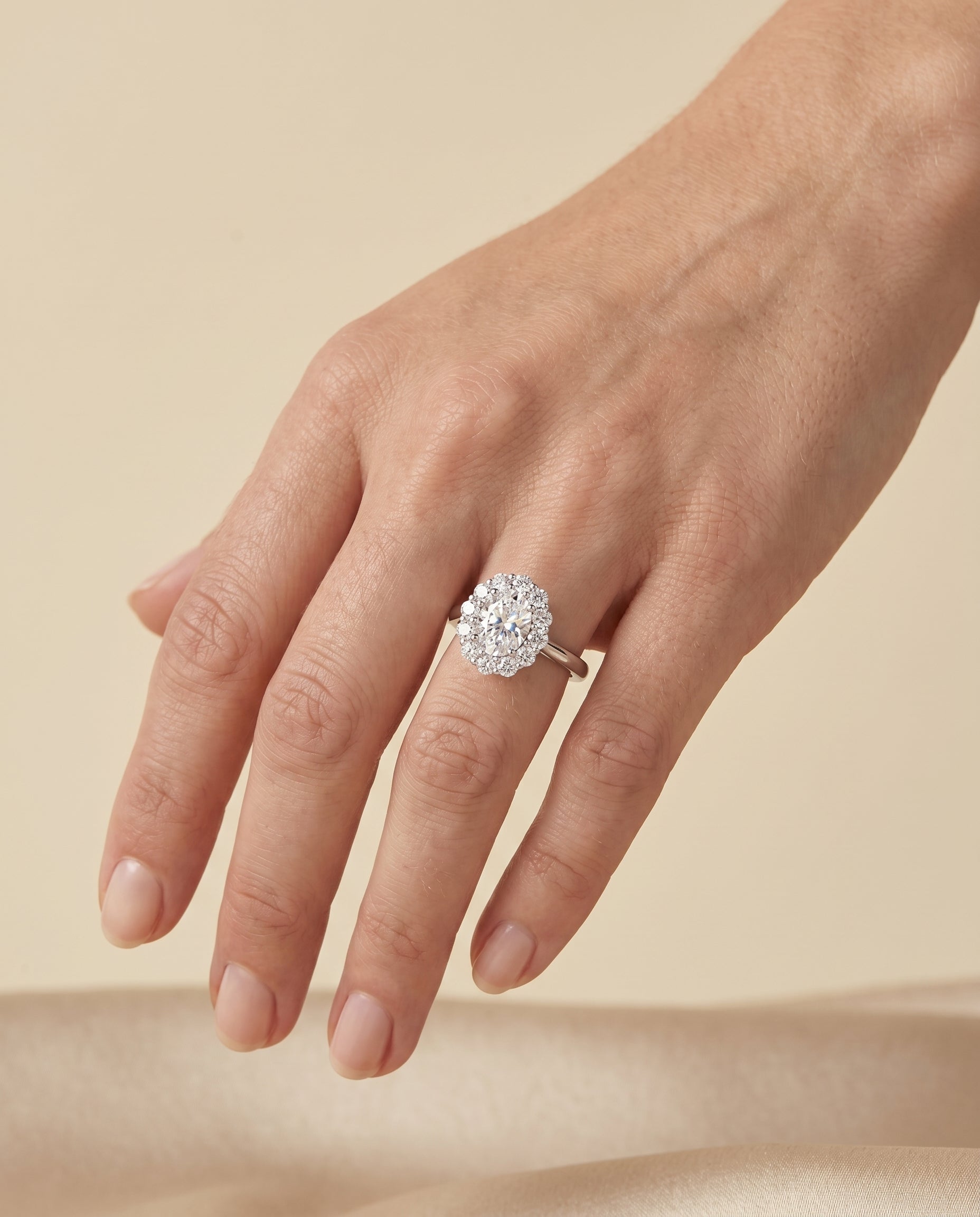 The Faith setting for oval diamonds, made to order in Platinum | RockHer