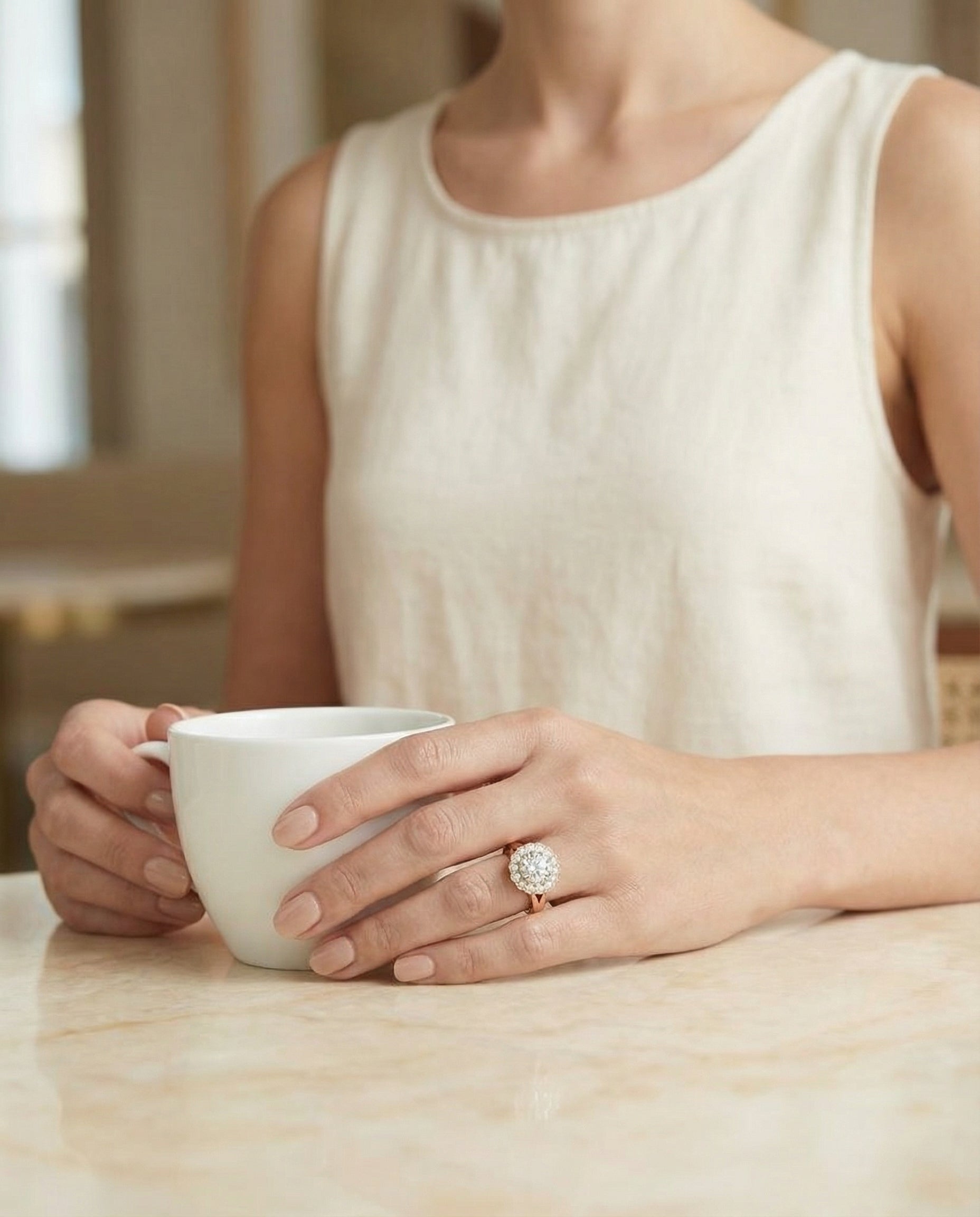 Made to order: The Nera round engagement ring setting in 14K Rose Gold | RockHer