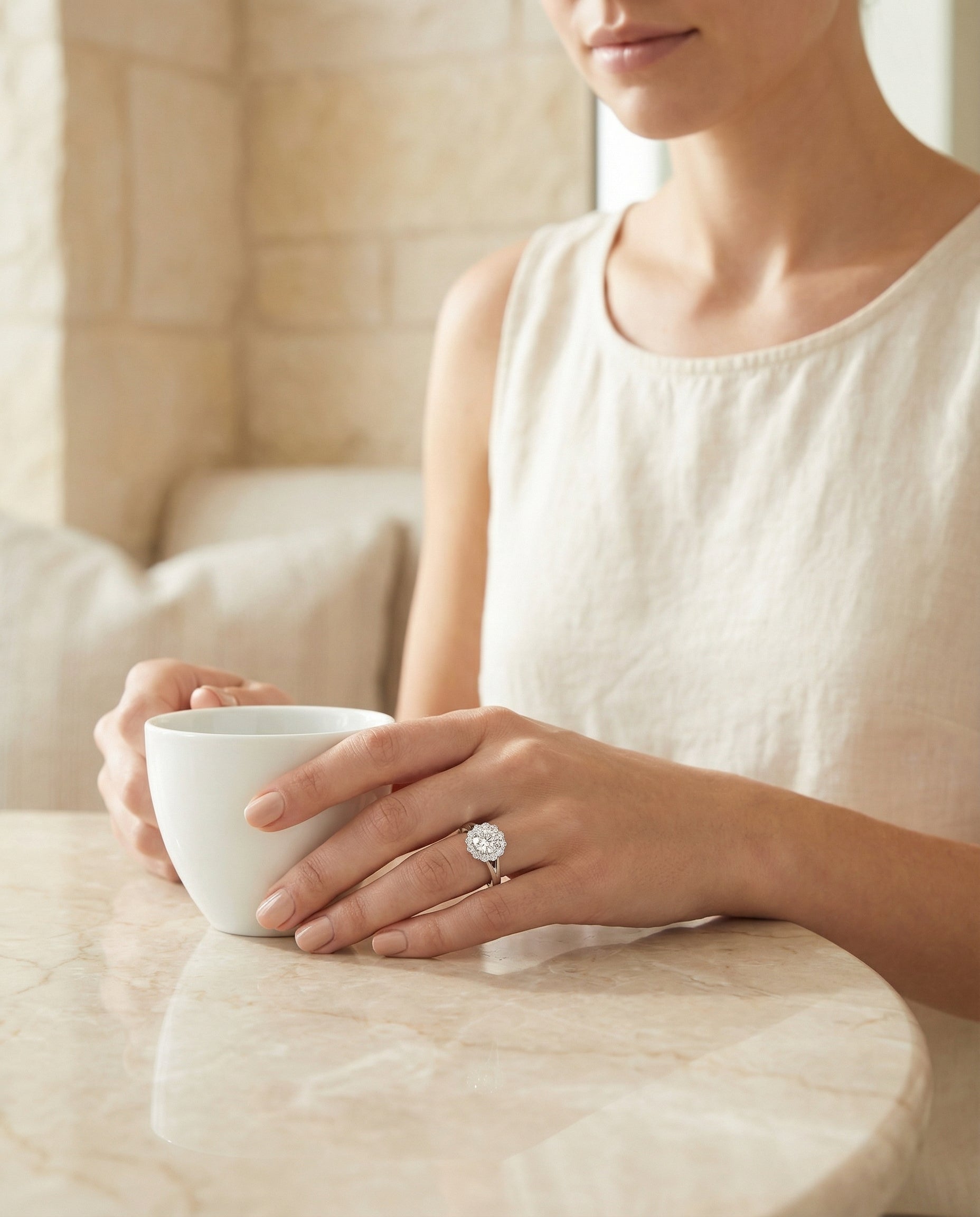 Made to order: The Nera round engagement ring setting in Platinum | RockHer