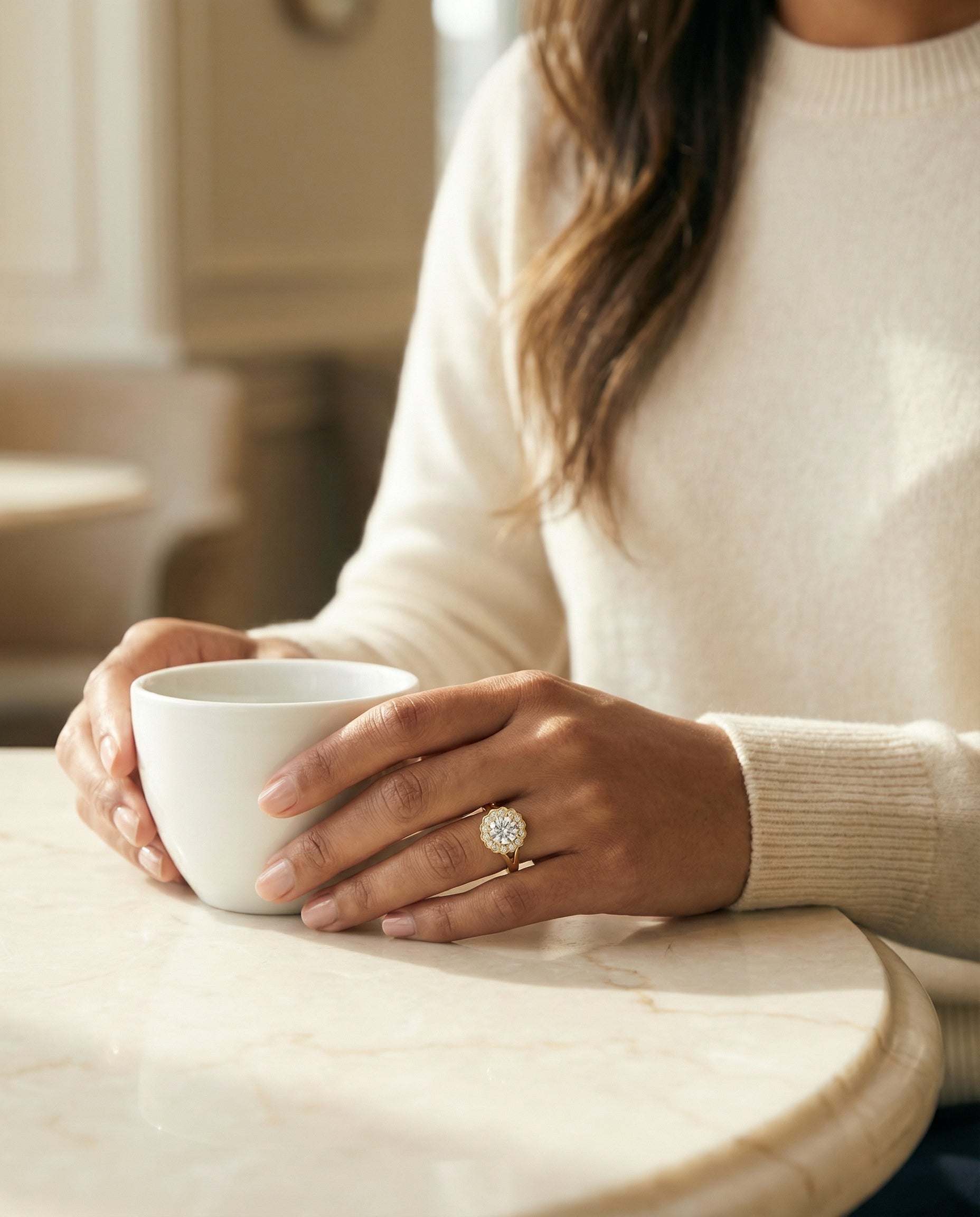 Made to order: The Nera round engagement ring setting in 18K Yellow Gold | RockHer