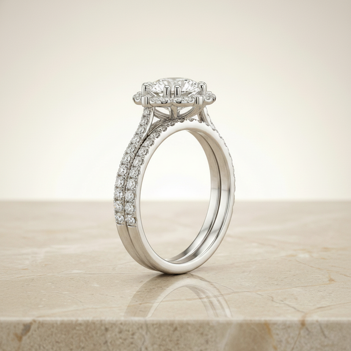 The Florence Matching Wedding Band, Round in 18K White Gold