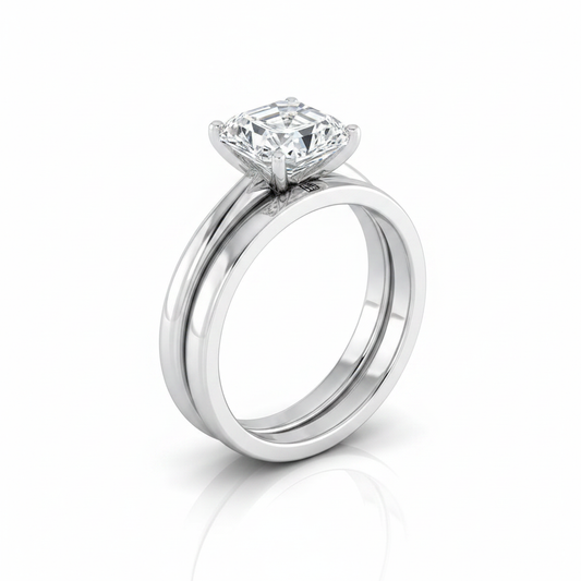 The Floria Matching Wedding Band, Asscher in 18K White Gold