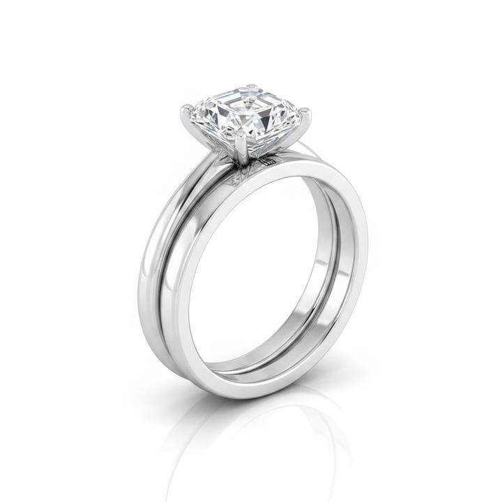 The Floria Matching Wedding Band, Asscher in 18K White Gold | RockHer