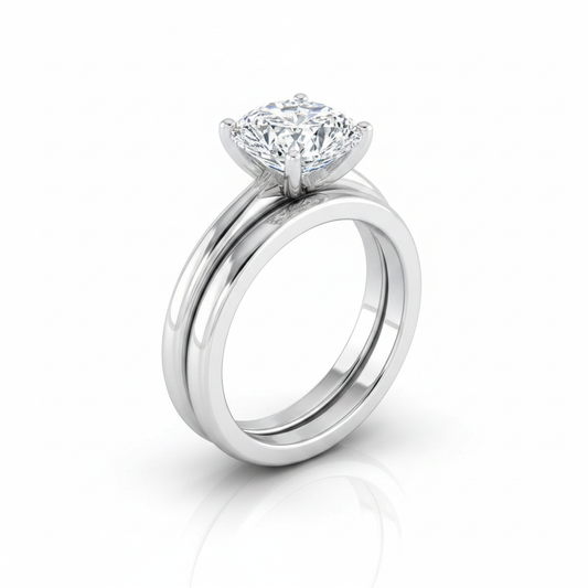 The Floria Matching Wedding Band, Cushion in 18K White Gold