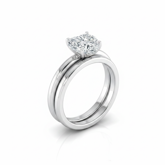 The Floria Matching Wedding Band, Heart in 18K White Gold