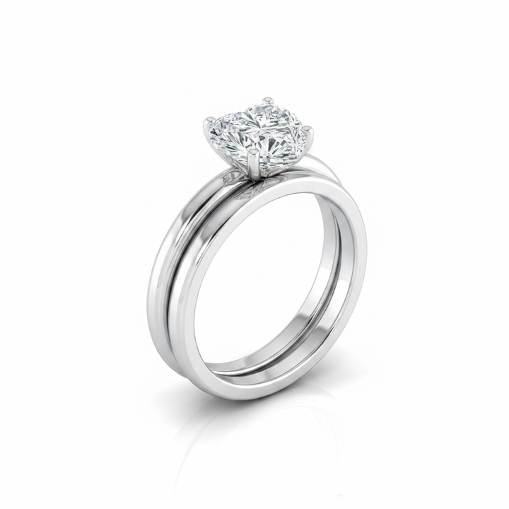 The Floria Matching Wedding Band, Heart in 18K White Gold | RockHer