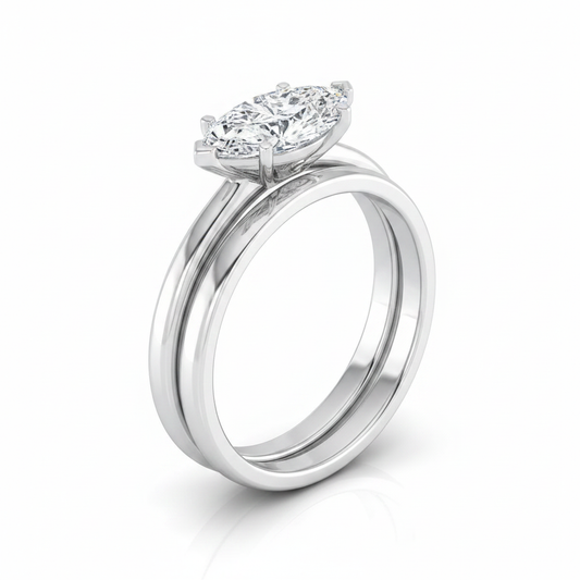 The Floria Matching Wedding Band, Marquise in 18K White Gold