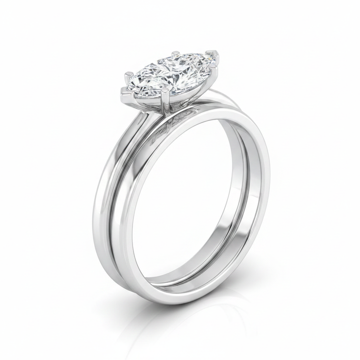 The Floria Matching Wedding Band, Marquise in 18K White Gold | RockHer