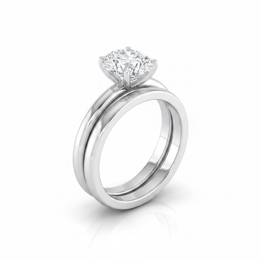 The Floria Matching Wedding Band, Oval in 18K White Gold