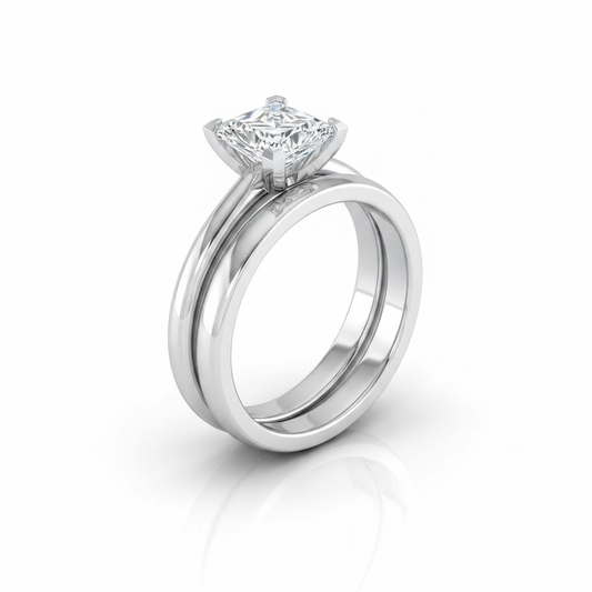The Floria Matching Wedding Band, Princess in 18K White Gold