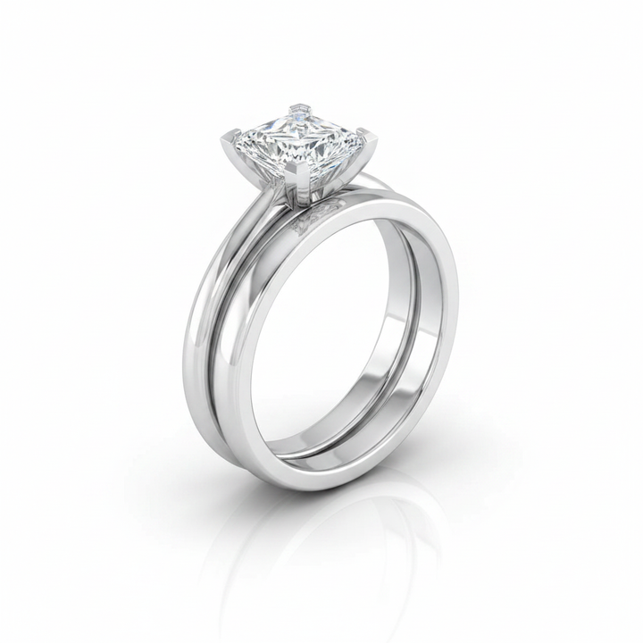 The Floria Matching Wedding Band, Princess in 18K White Gold | RockHer