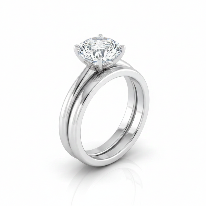 The Floria Matching Wedding Band, Round in 18K White Gold | RockHer