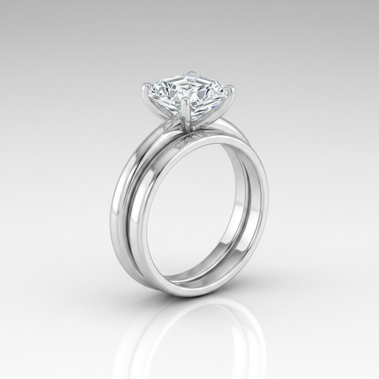 The Floria Matching Wedding Band, Asscher in Platinum