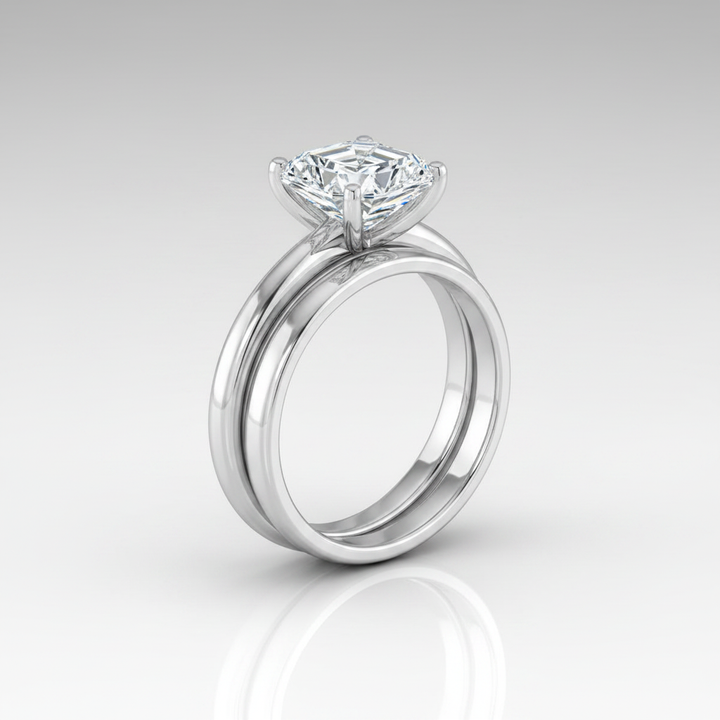 The Floria Matching Wedding Band, Asscher in Platinum | RockHer