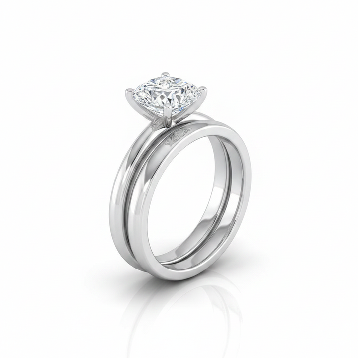 The Floria Matching Wedding Band, Cushion in Platinum | RockHer
