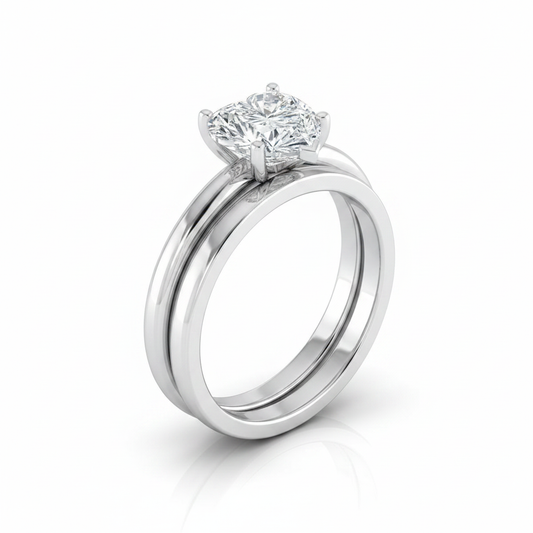 The Floria Matching Wedding Band, Heart in Platinum