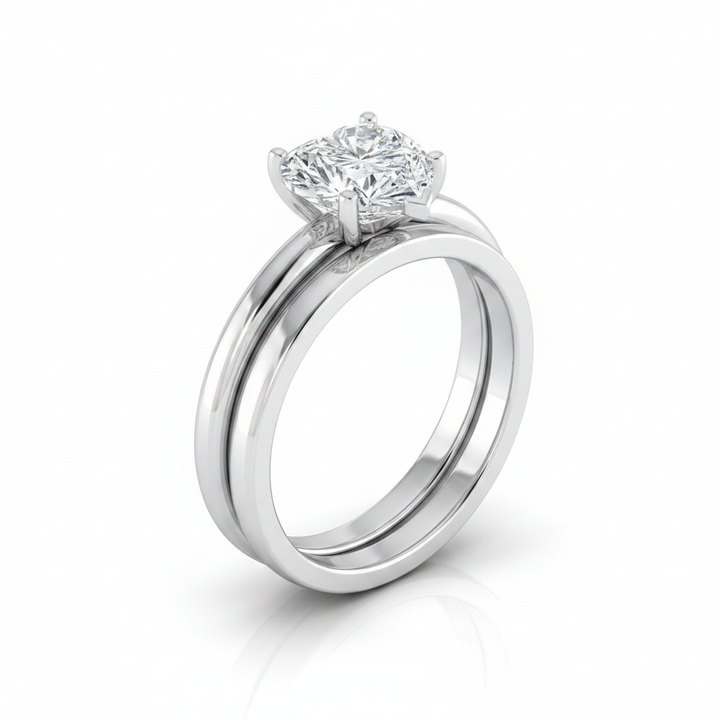 The Floria Matching Wedding Band, Heart in Platinum | RockHer