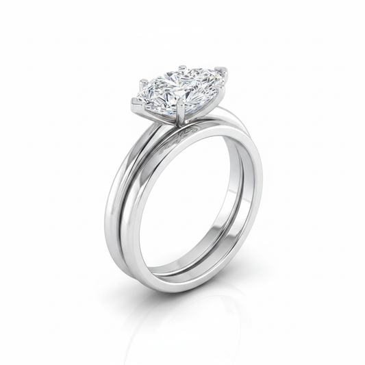 The Floria Matching Wedding Band, Marquise in Platinum