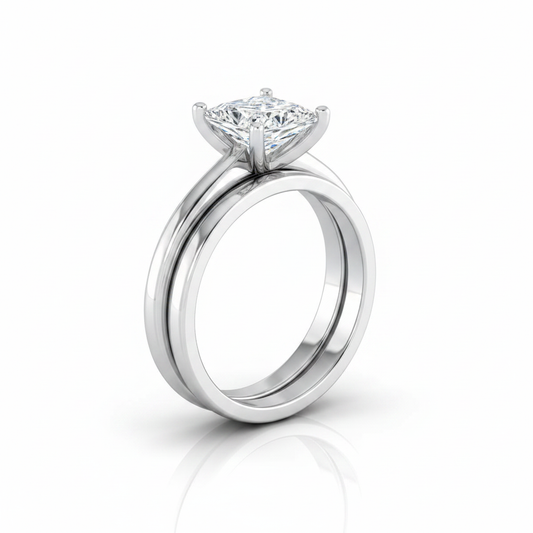The Floria Matching Wedding Band, Princess in Platinum