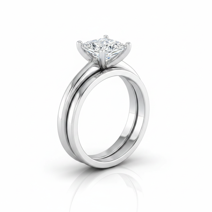 The Floria Matching Wedding Band, Princess in Platinum | RockHer