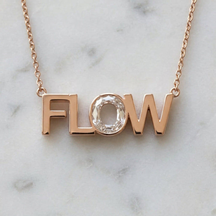 FLOW lab-grown diamond letter necklace in 14K Rose Gold