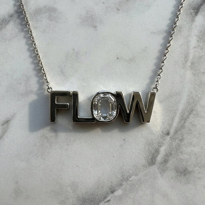 FLOW lab-grown diamond letter necklace in 14K White Gold