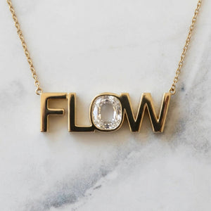 FLOW lab-grown diamond letter necklace in 14K Yellow Gold