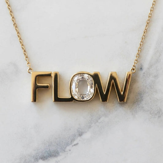 FLOW lab-grown diamond letter necklace in 14K Yellow Gold