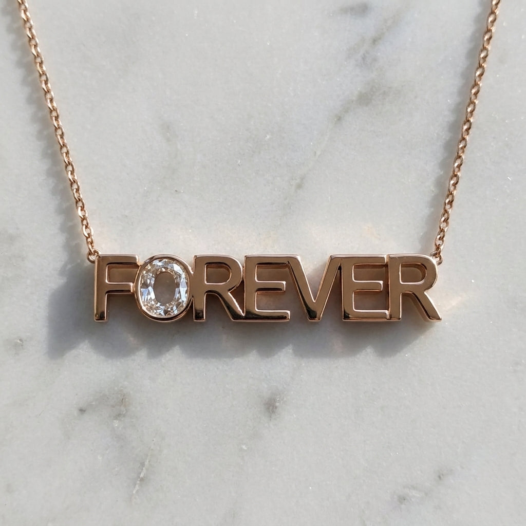 FOREVER lab-grown diamond letter necklace in 14K Rose Gold