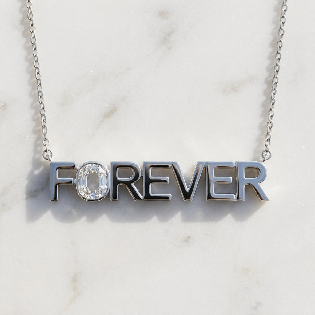 FOREVER lab-grown diamond letter necklace in 14K White Gold