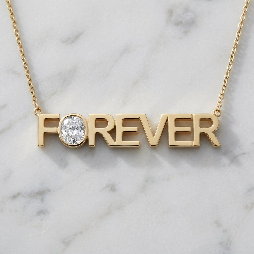 FOREVER lab-grown diamond letter necklace in 14K Yellow Gold