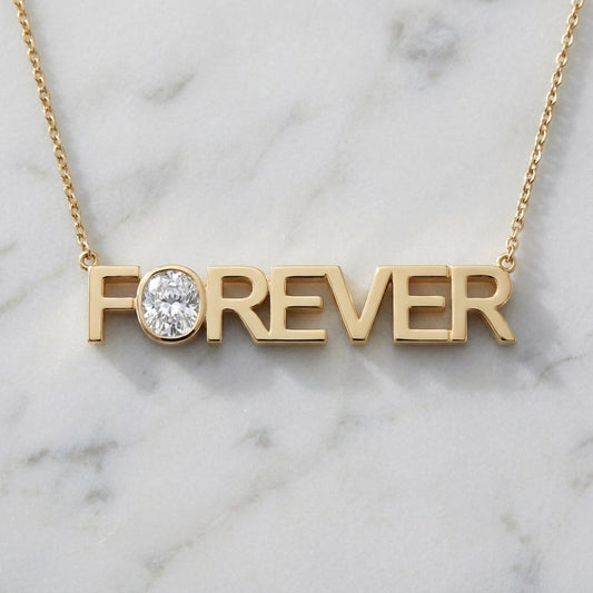 FOREVER lab-grown diamond letter necklace in 14K Yellow Gold