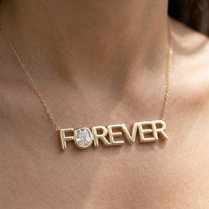 FOREVER lab-grown diamond necklace in 14K Yellow Gold, worn on neck