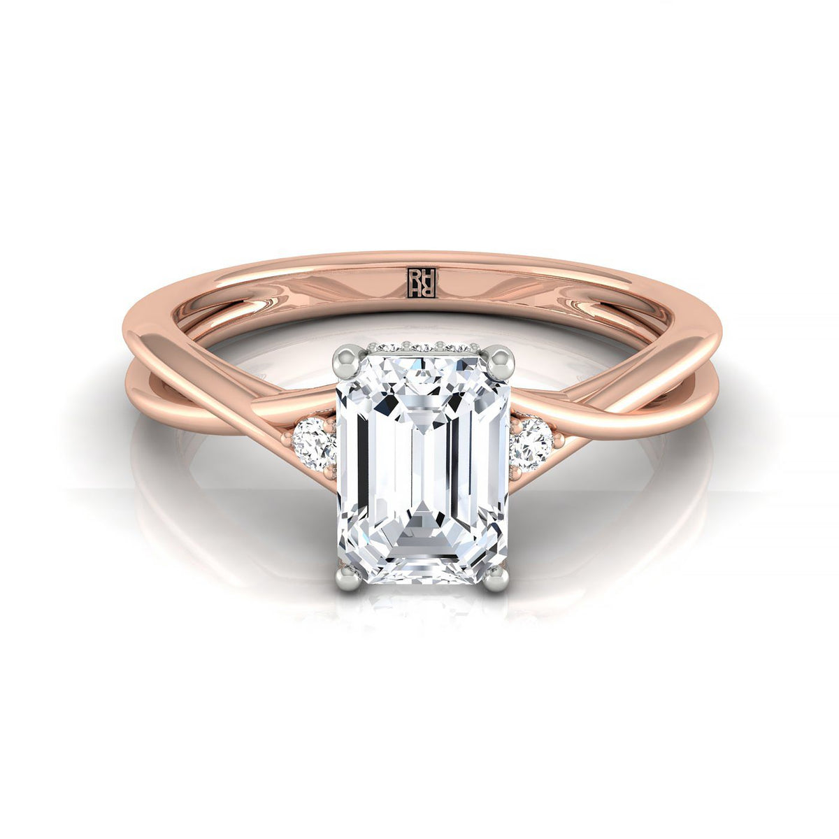 The Dusty emerald engagement ring setting in 14K Rose Gold | RockHer