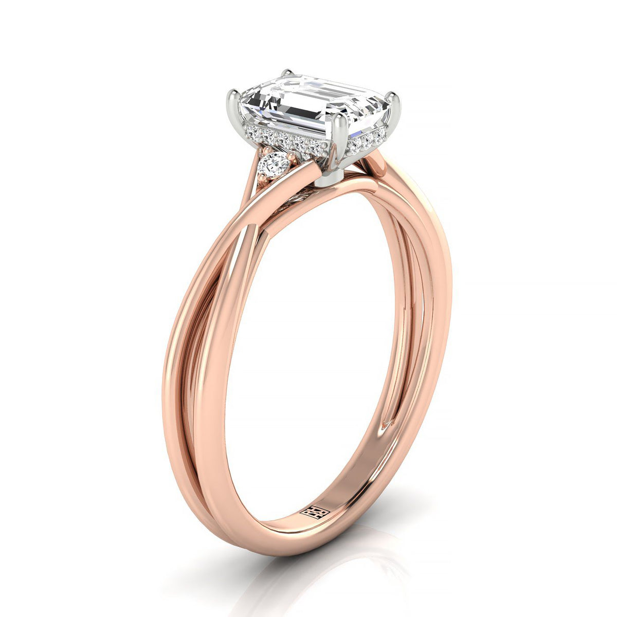 Select Hidden Halo Solitaire Cut styling on The Dusty emerald engagement ring setting | RockHer