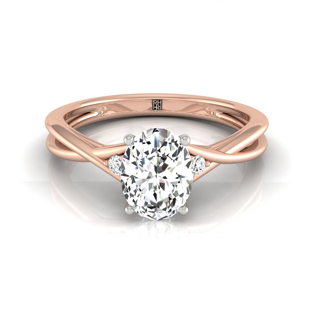 The Dusty select hidden halo solitaire engagement ring setting, shown in 14K Rose Gold | RockHer