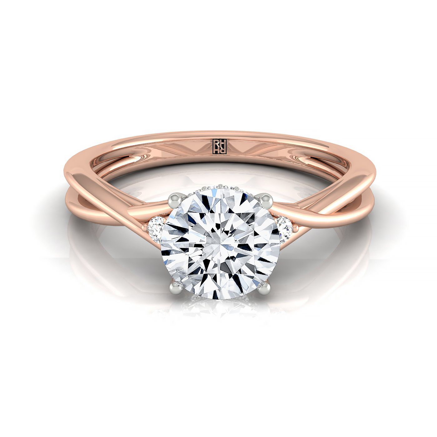 The Dusty select hidden halo solitaire engagement ring setting, shown in 14K Rose Gold | RockHer