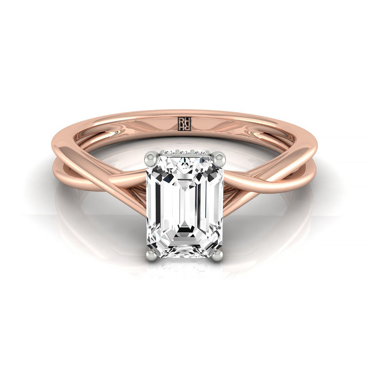 The Grace emerald engagement ring setting in 14K Rose Gold | RockHer