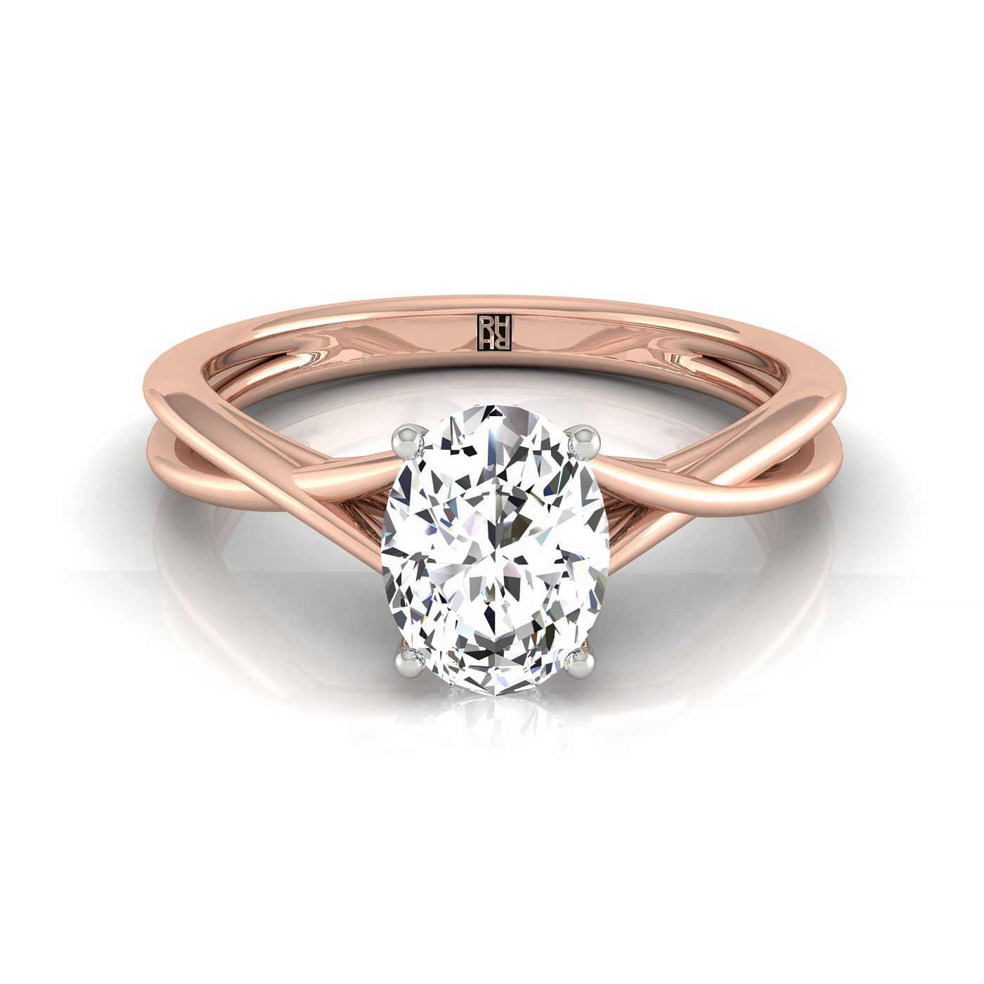 Grace Select Solitaire Oval Lab Diamond Engagement Ring in 14K Rose Gold, front view | RockHer