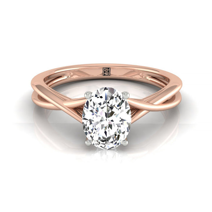 Grace Select Solitaire Oval Lab Diamond Engagement Ring in 14K Rose Gold, front view | RockHer