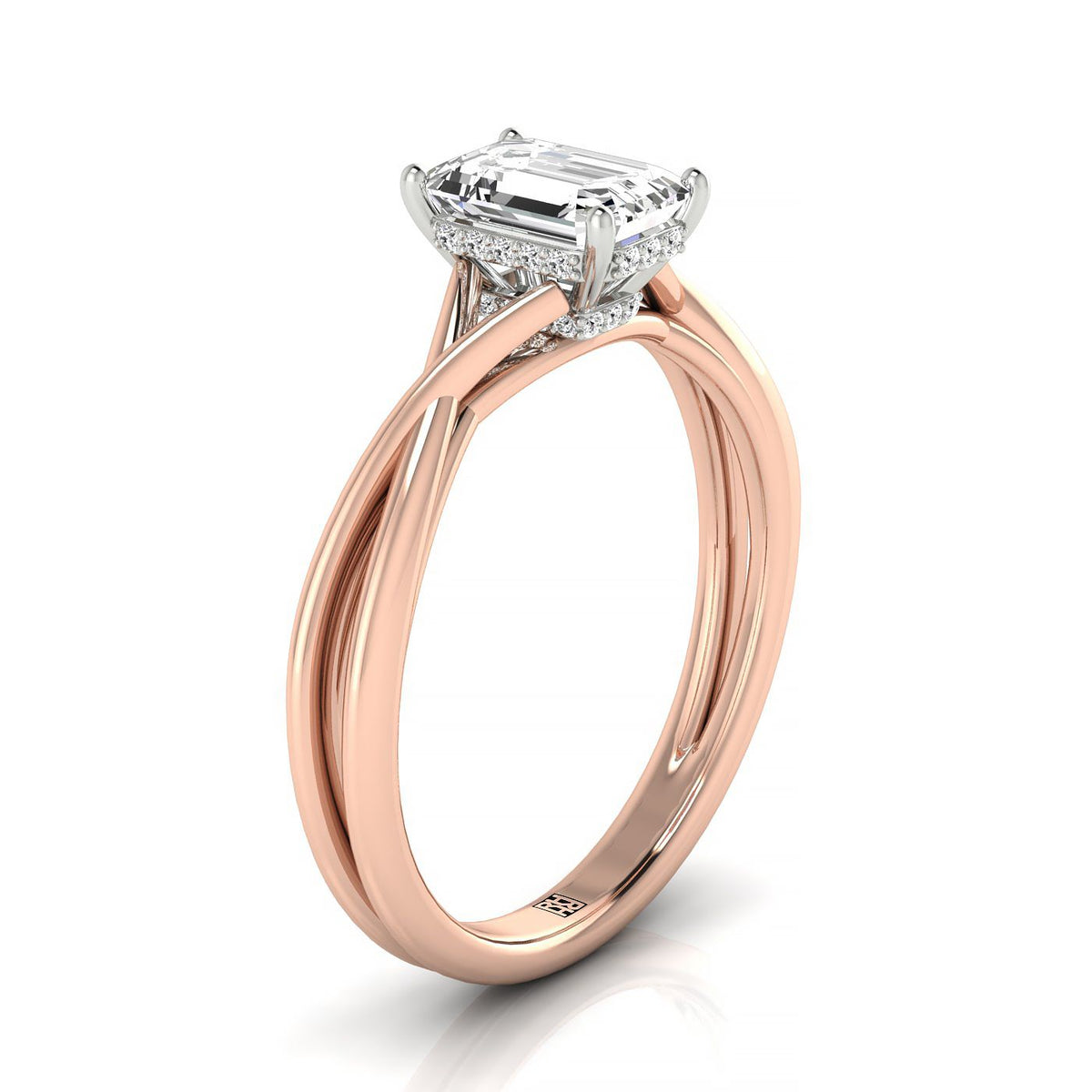 Select Double Hidden Halo Solitaire Cut styling on The Blondie emerald engagement ring setting | RockHer