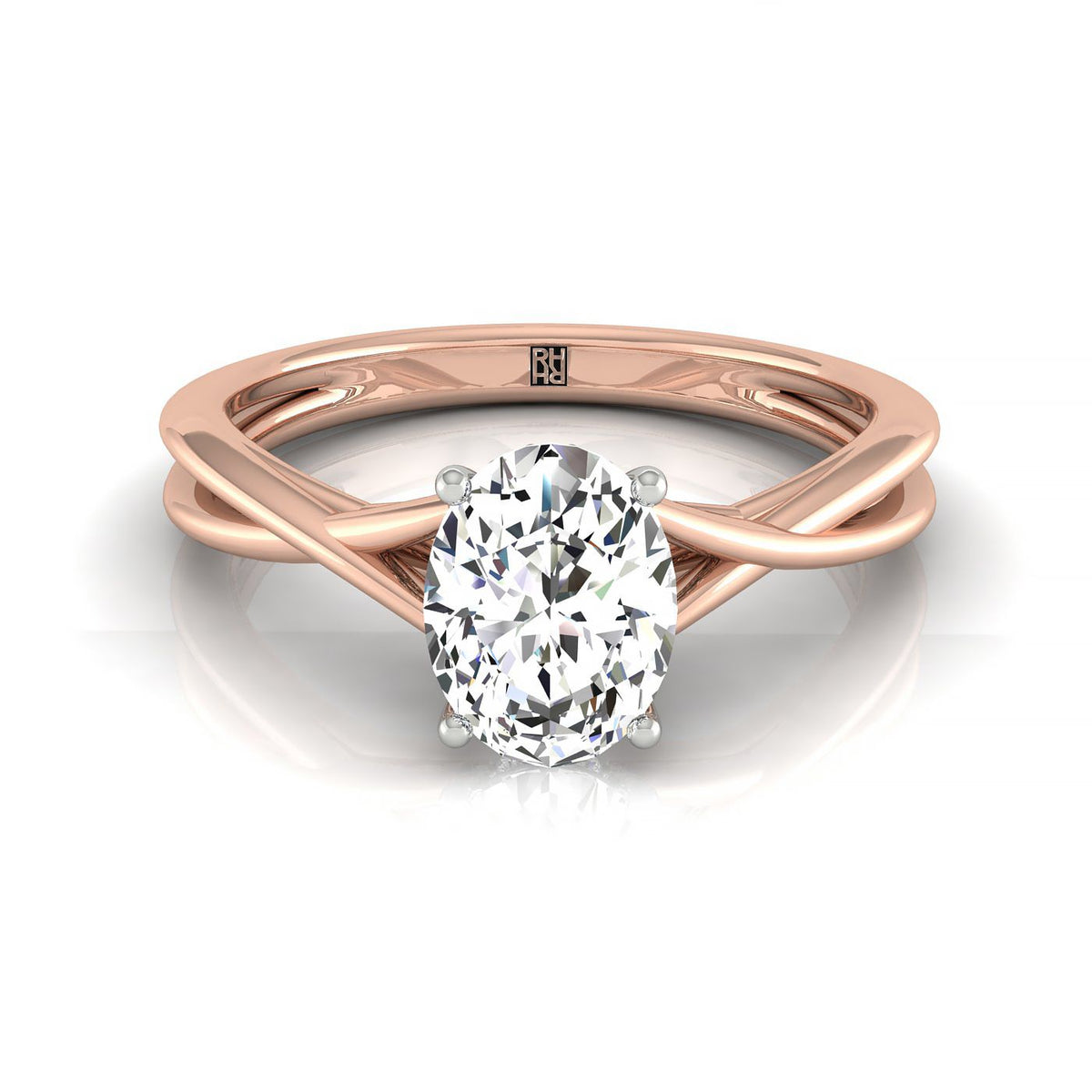 The Blondie select double hidden halo solitaire engagement ring setting, shown in 14K Rose Gold | RockHer