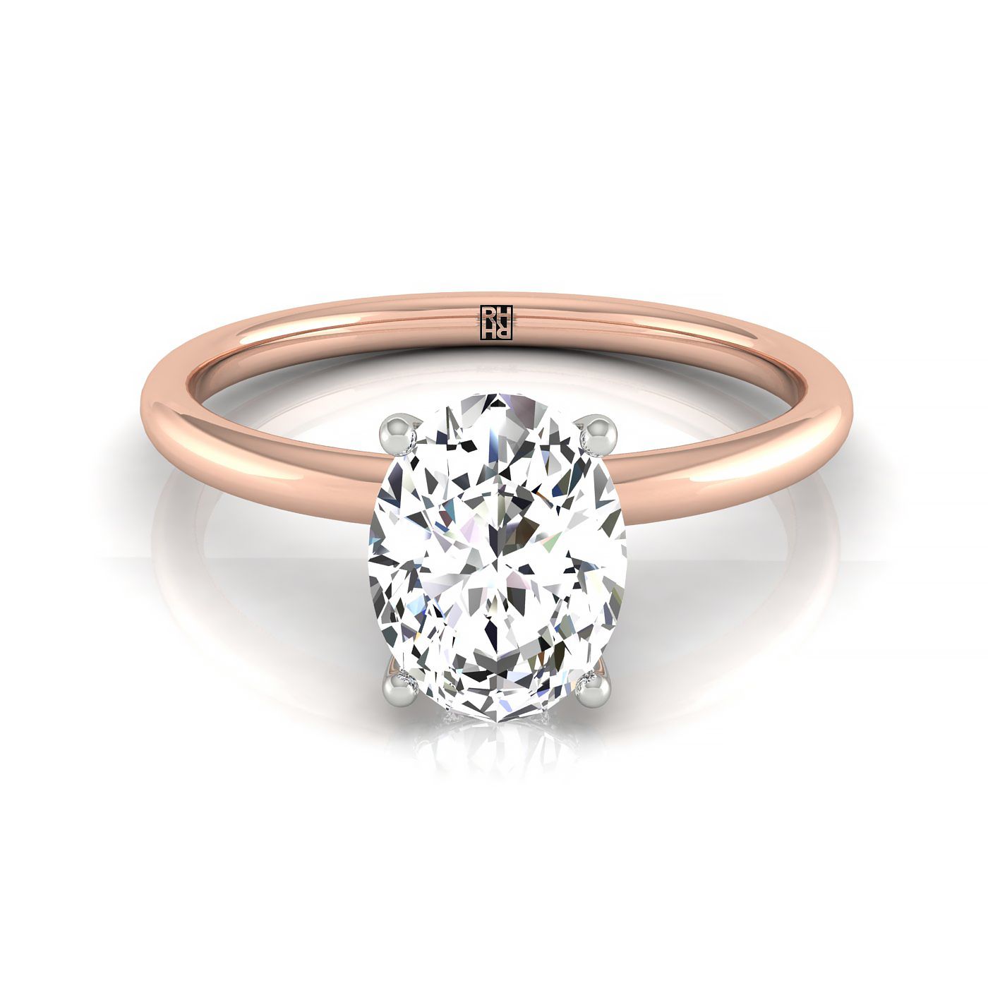The Dolly select double hidden halo solitaire engagement ring setting, shown in 14K Rose Gold | RockHer