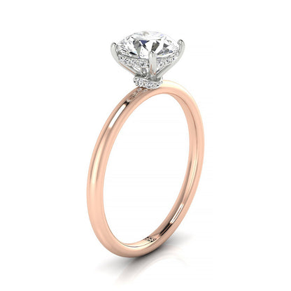 Dolly Select Double Hidden Halo Solitaire Round Lab Diamond Engagement Ring in 14K Rose Gold, side view | RockHer