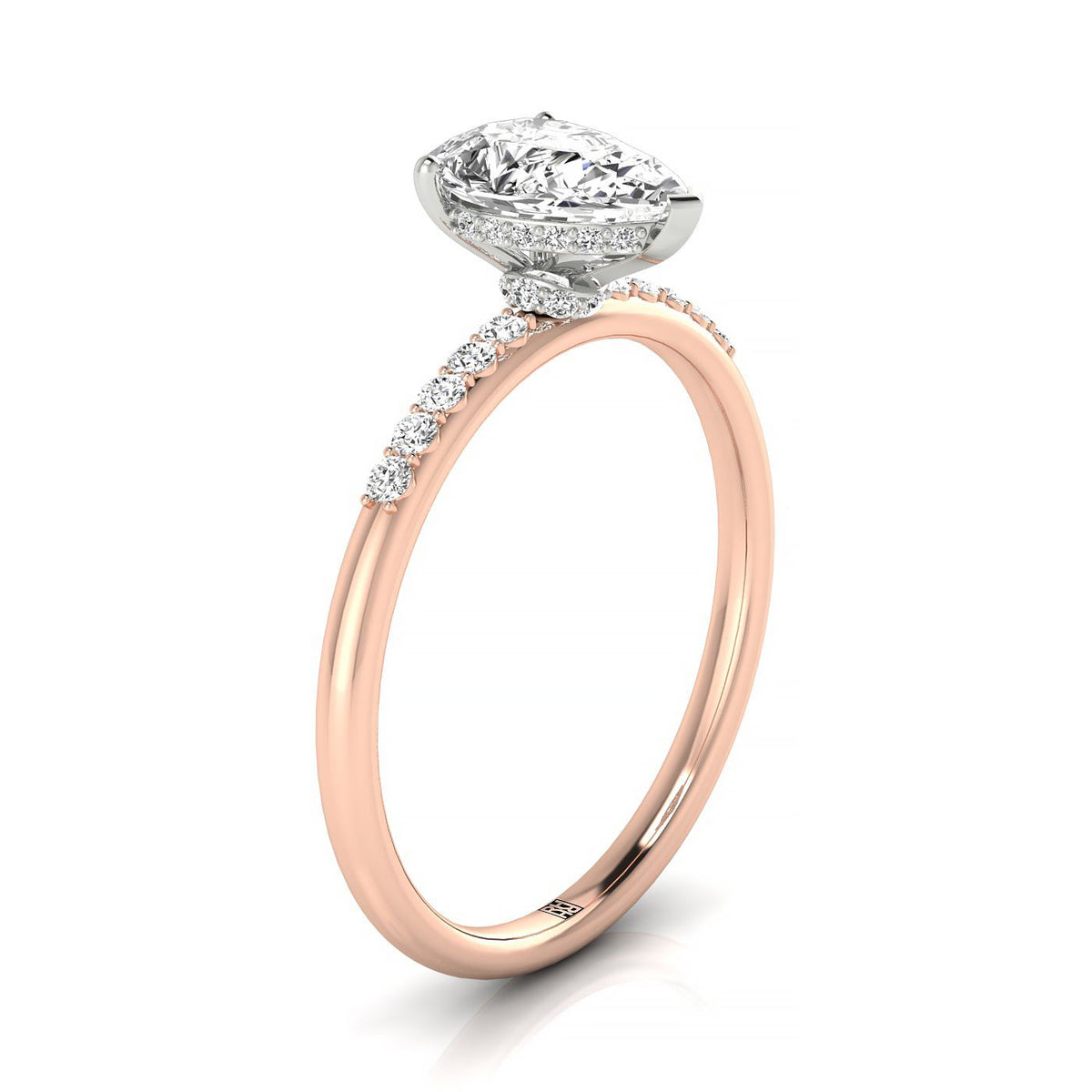 Select Hidden Halo Pavé styling on The Abbey princess engagement ring setting | RockHer