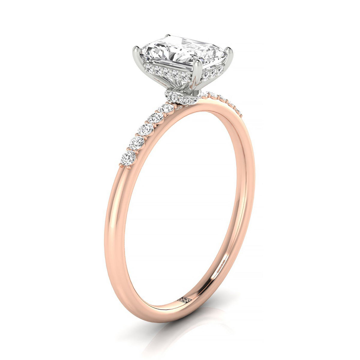Select Hidden Halo Pavé Cut styling on The Abbey radiant engagement ring setting | RockHer