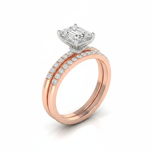 The Cherie Matching Wedding Band, Emerald in 14K Rose Gold